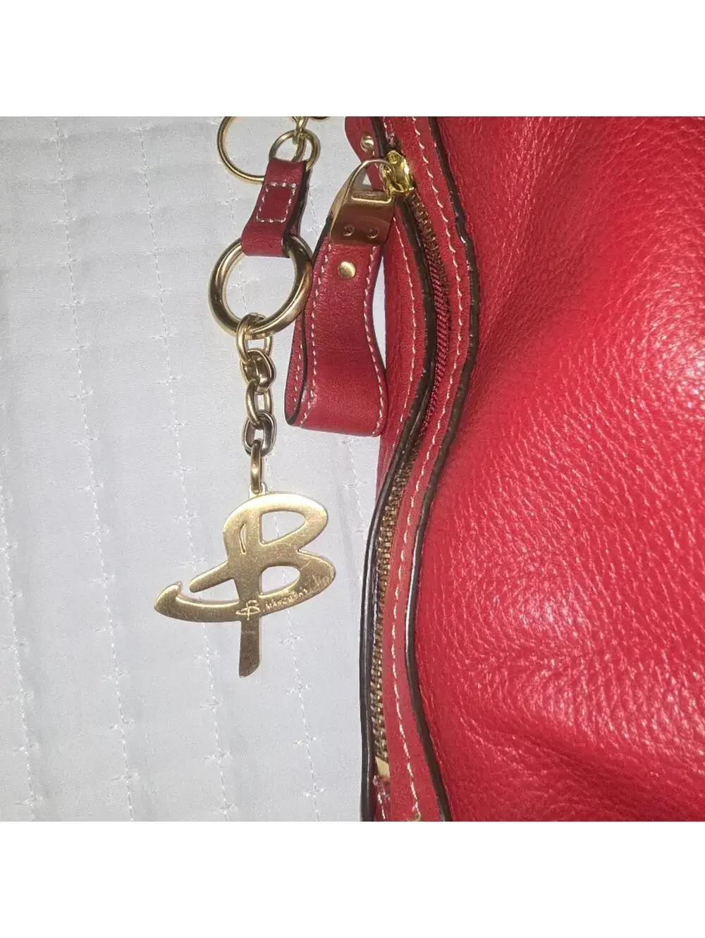 B Makowsky Cranberry Red Soft Pebbled Leather Hobo